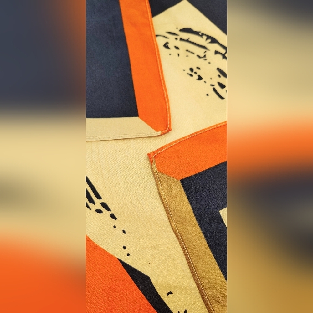 Equestrian Horse Silk Scarf Square Horses Geometric - Picture 12 of 13